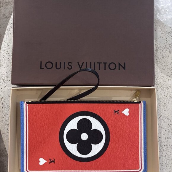 Authentic NEW Louis Vuitton Red Game On Neverfull Pochette Wristlet Pouch - Picture 4 of 10